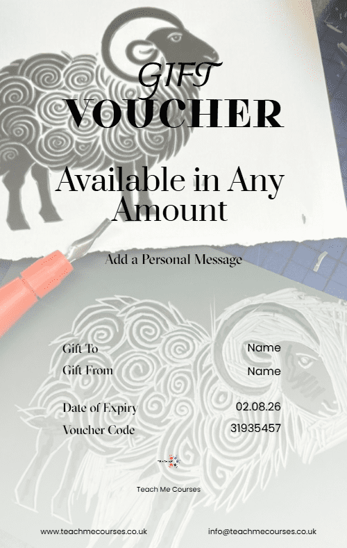 Craft Lino Cutting Block Printing Gift Voucher Portrait